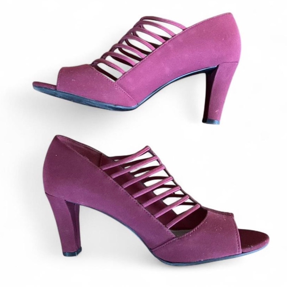 Impo Burgundy Peep-Toe Heels